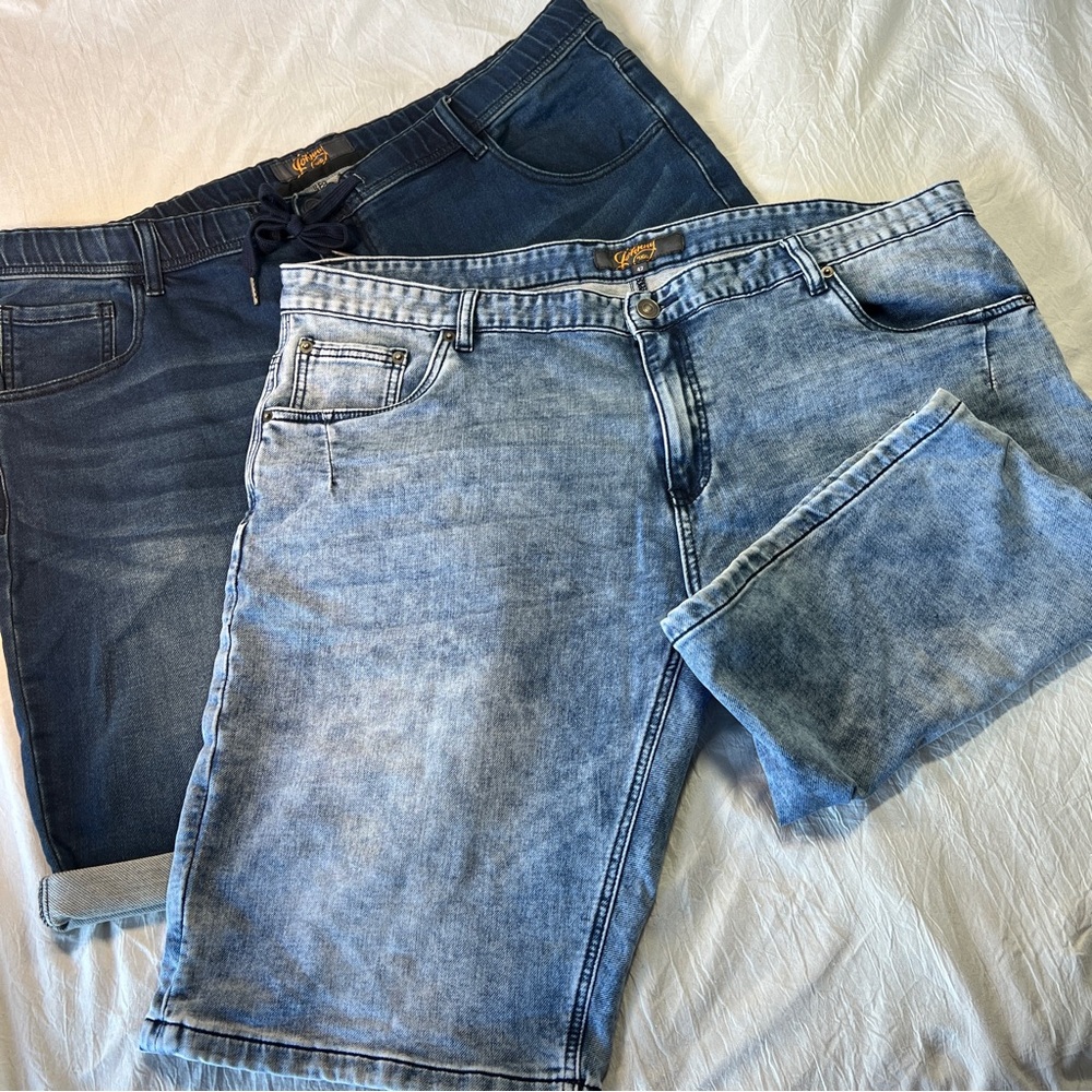 2 Pair of Men’s Johnny Bigg Stretch Denim Jean Shorts Blue Sz 42 Dark/ Lt Wash